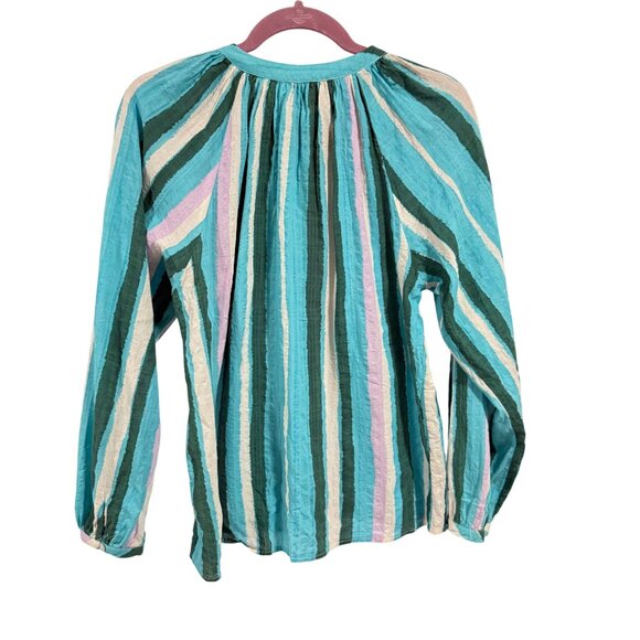 FRNCH Paris Corrynn Blue,‎ Green, Pink, Cream Striped Blouse Size M - Picture 5 of 8